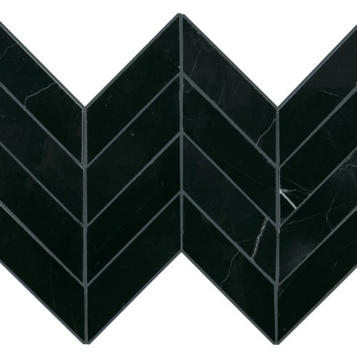 Pietra Divina Nero Marquina Chevron by Dal Tile in St. Louis & St